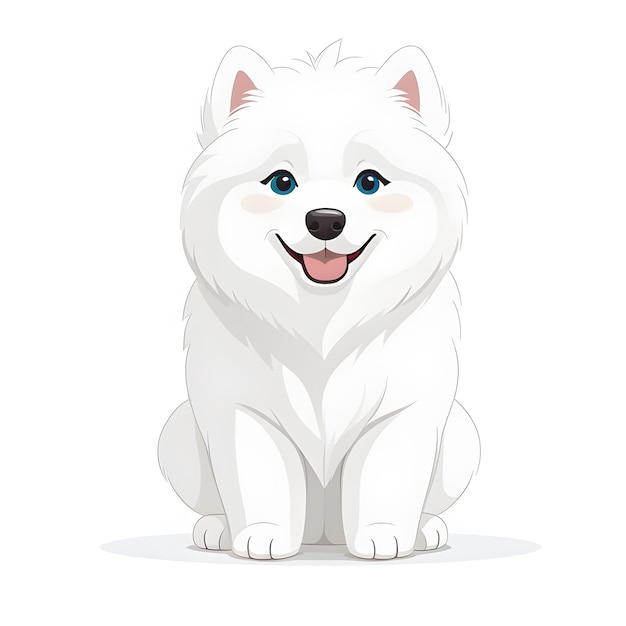 Branco Bonito Sorrindo Samoyed Cão Mão Desenhada Vector Lustration Doodle  Sketch. Desenho Do Personagem Do Desenho Animado Do Filhote De Cachorro  Esboço. Conceito Para Crianças Crianças Imprimir, Design De Pôster, Papel De