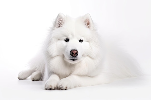 사진 흰색 배경 생성 ai에 samoyed 개