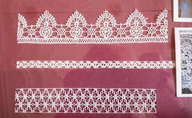 Sample of the beautiful crafts of threads woven with the method of bobbin lace