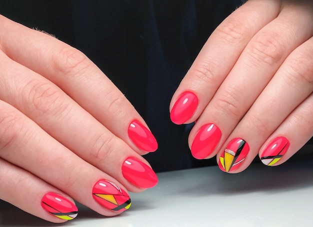 Sample of nail design on female hands.