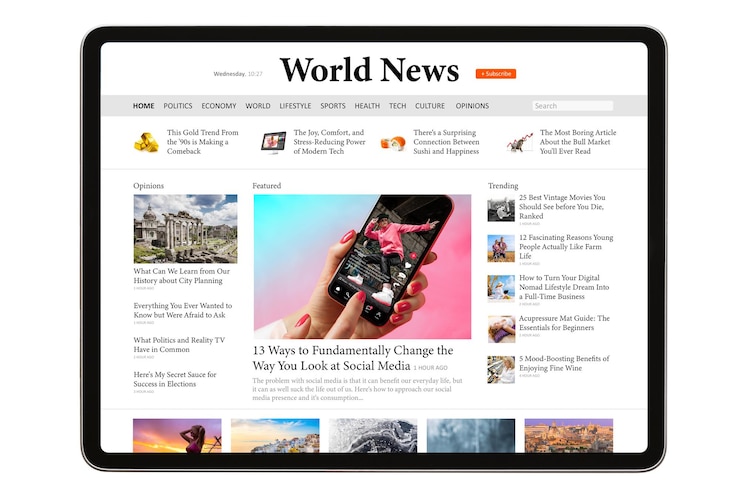 Photo タブレット コンピューターのサンプル ニュース web サイト