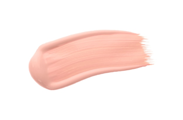 Sample of pink concealer on white background top view