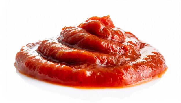 Sample of tasty tomato paste isolated on a white background