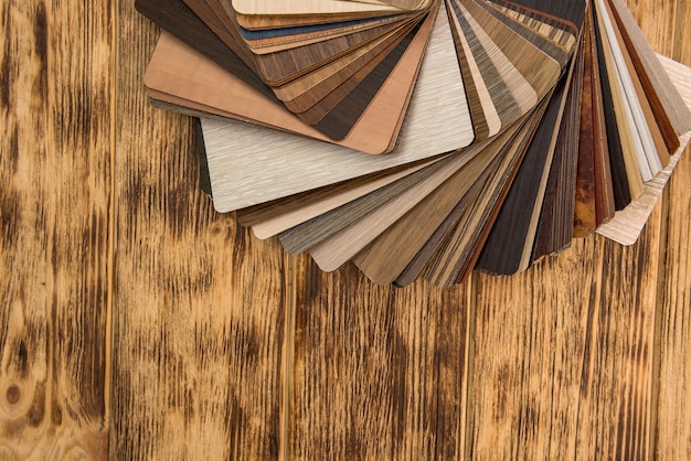 Sample of wood laminated chipboard for furniture design