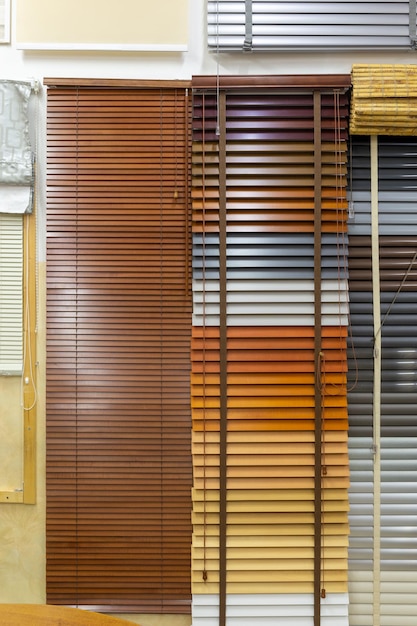 Samples of blinds for windows in the store