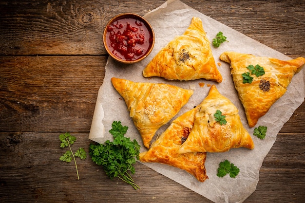 Samsa of samosas met vlees
