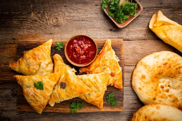 Samsa or samosas with meat