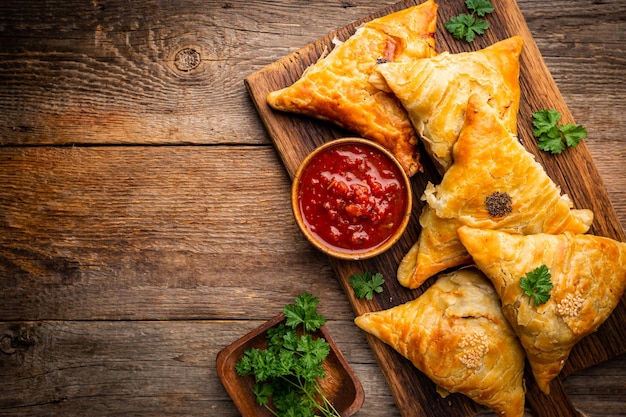 Samsa or samosas with meat