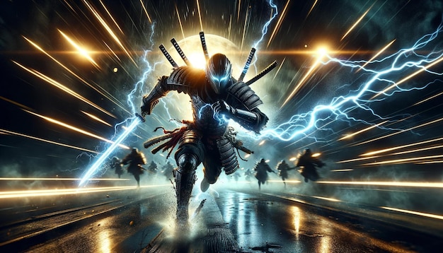 Samurai Amidst the Storm Ten Swords of Lightnings Wrath Unleashed