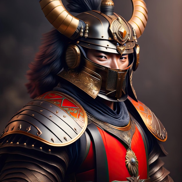 Samurai in armor and mask