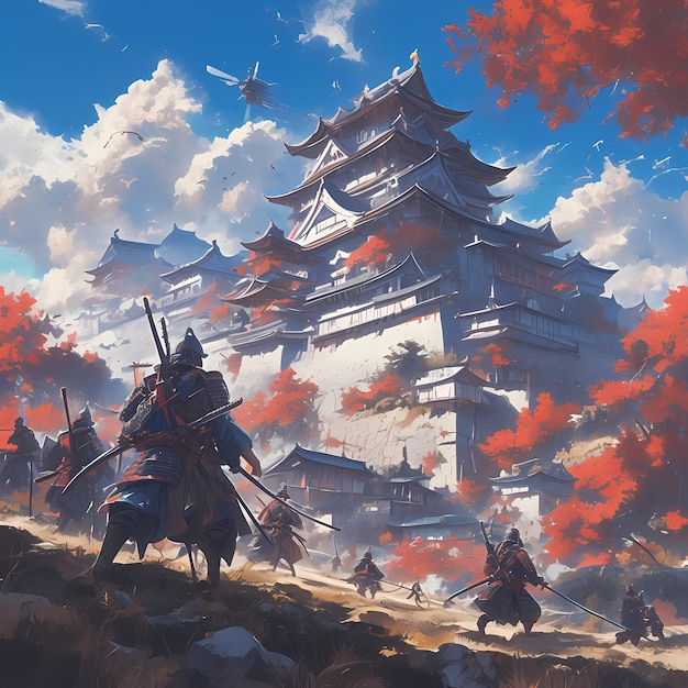 Samurai Battle Against Ancient Japanese Castle