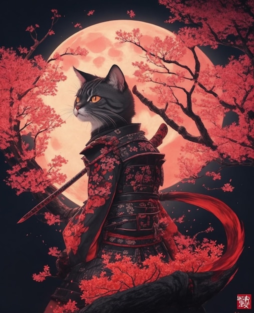 A samurai cat