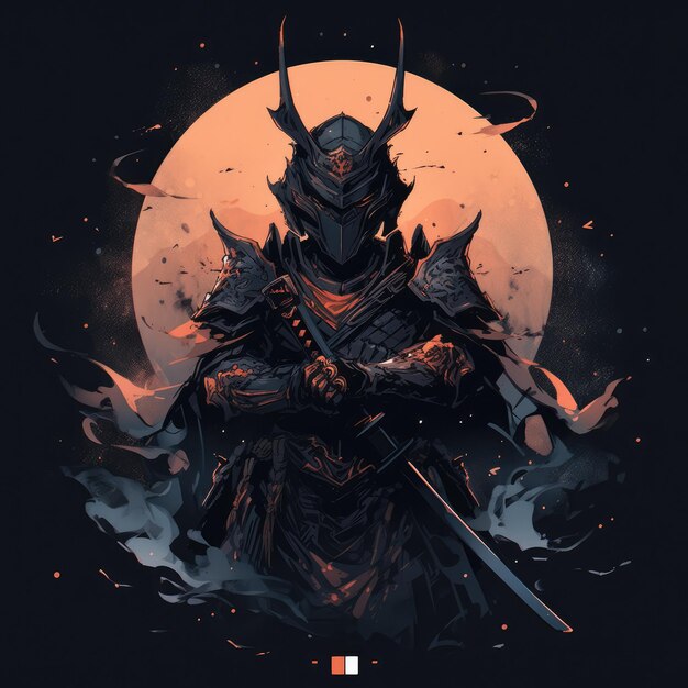 Foto grafica di design samurai per maglietta