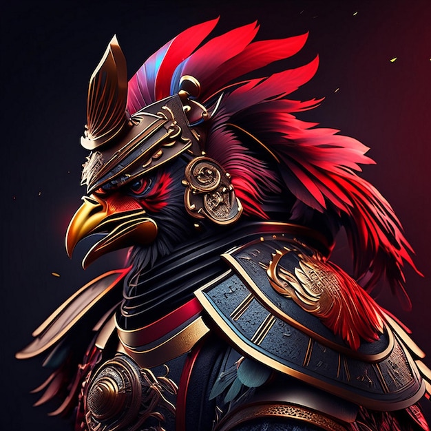 Samurai haan mascotte ontwerp kunst