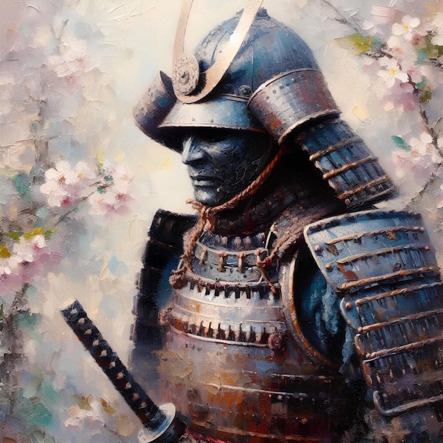 Photo samurai in the impressionist style 3