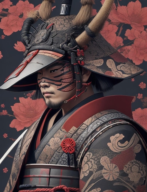 samurai japan style semaless pattern wallpaper graphic design