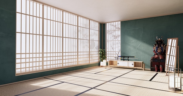 Samurai-kamer Leeg - Schone moderne kamer Japanse stijl. 3D-rendering