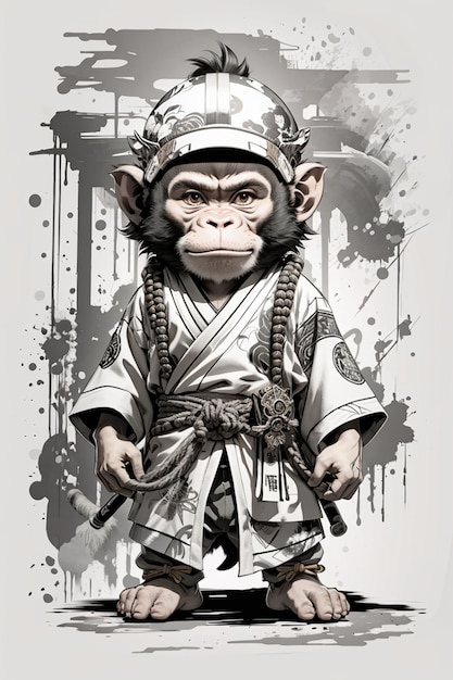 Иллюстрация персонажа самурая-обезьяны
