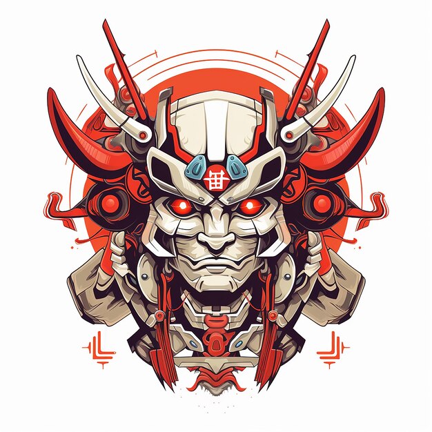 Foto samurai robot voor t-shirt ontwerp vector