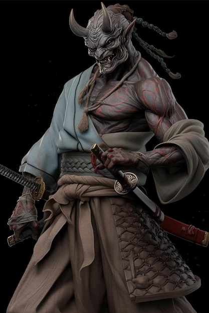 The samurai statue is made by yoshimigi.