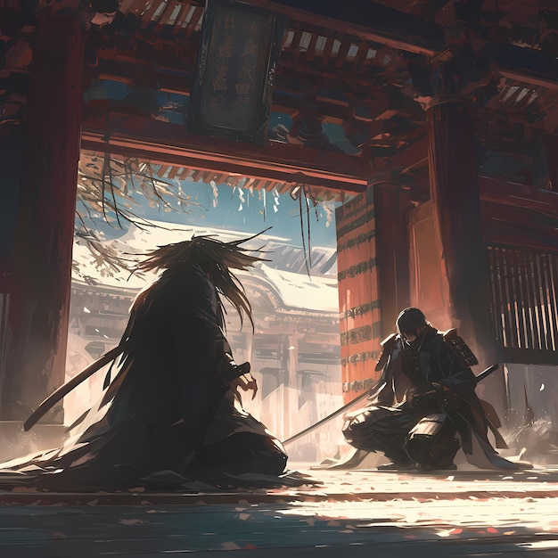 Samurai-toespraak in de Zen-tempel