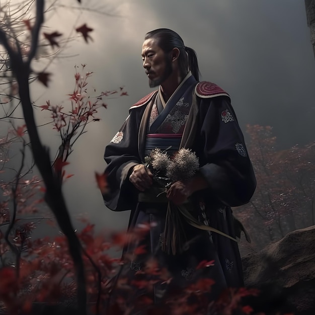 a samurai in traditional clothing