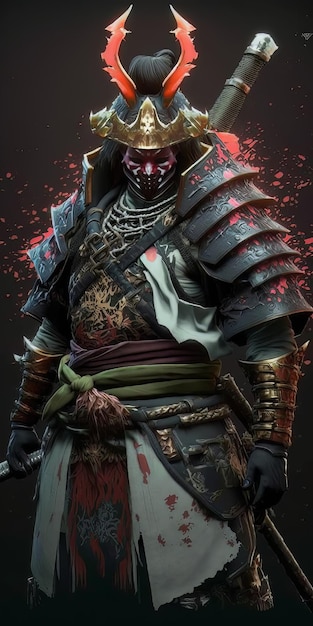 A samurai warrior with a mask and a mask.