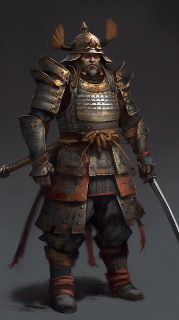 A samurai warrior with a sword and the word samurai on it.