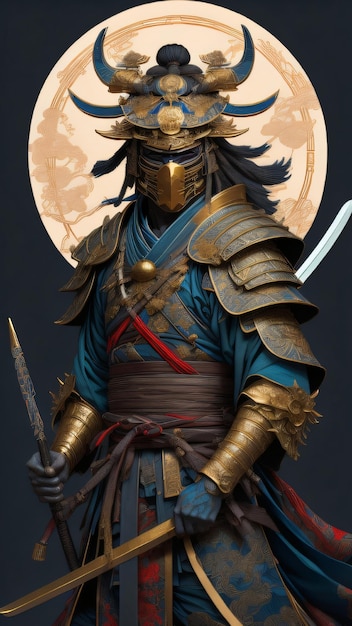 Foto samurai con sfondo scuro