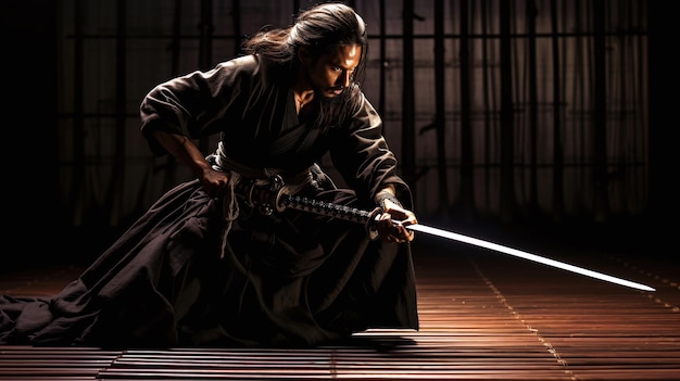 Foto samurai con una foto di una spada