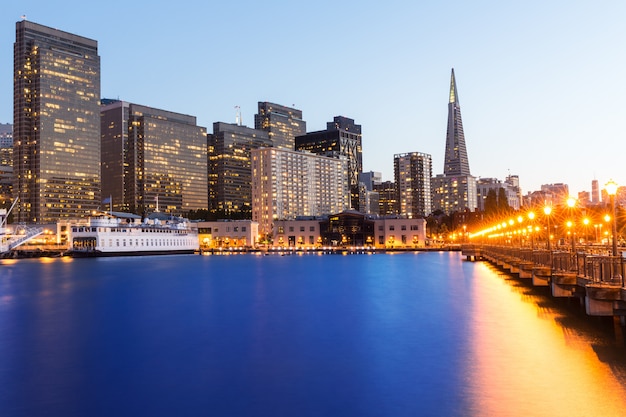 San Francisco Pier 7 sunset in California