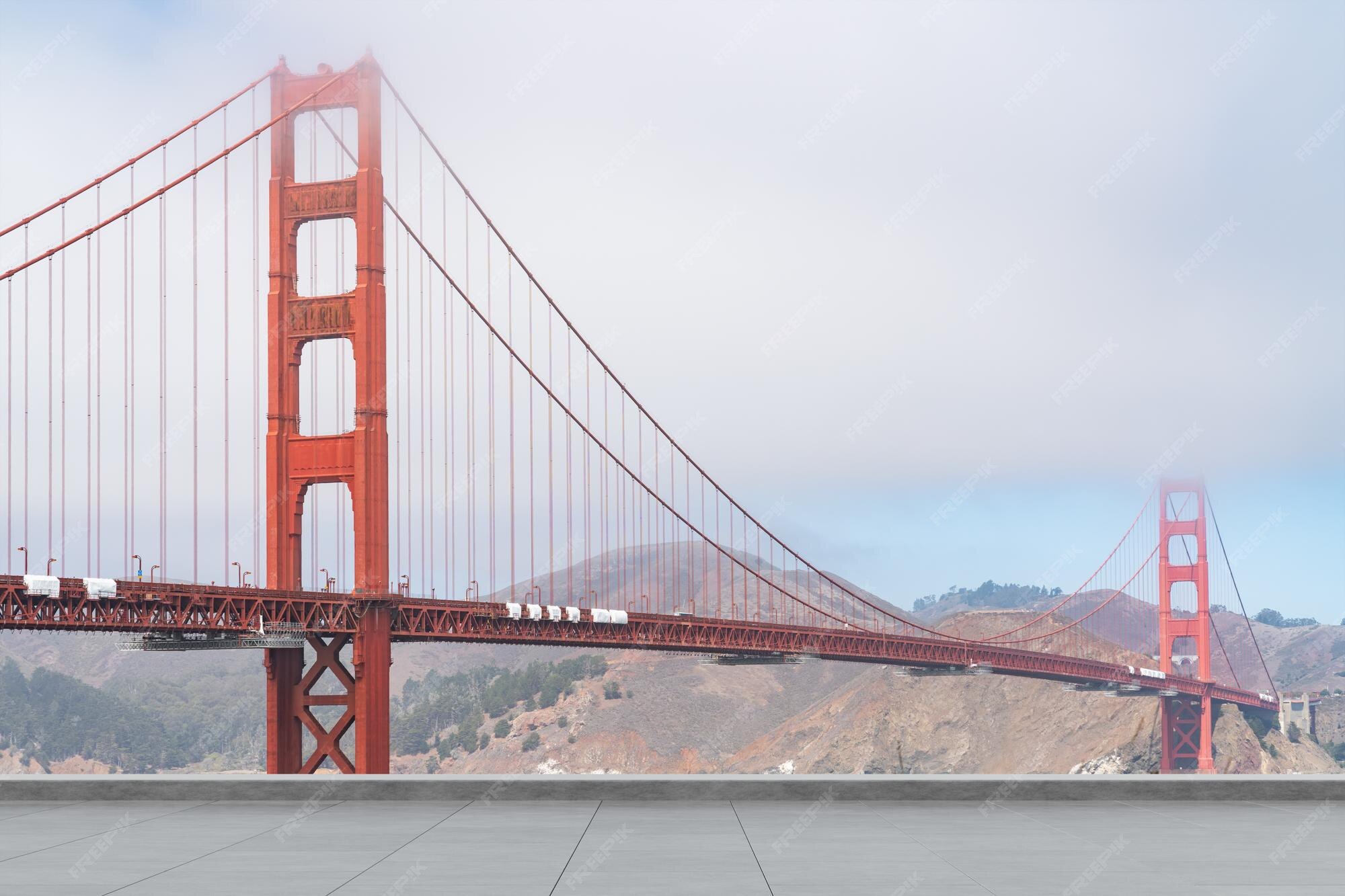 Premium Photo San francisco skyline golden gate bridge beautiful landmark day time empty