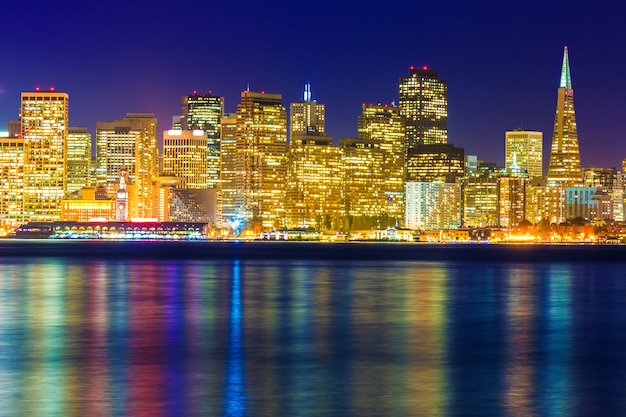 San Francisco zonsondergang skyline Californië baai water reflectie