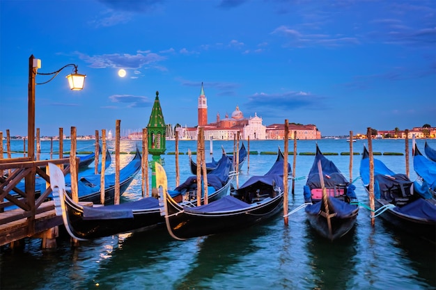 San Giorgio Maggiore Church with full moon Venice Italy