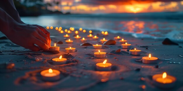 San Juan Night with Wishing Candles on Beach