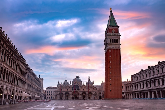 San Marco square at sunrise Venice Italy