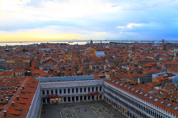 San Marco square Venice panoramic town view Italy Aerial view of San Marco square in Venice