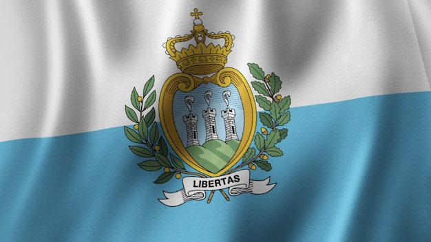 Photo san marino flag waving closeup 3d rendering with high quality image with fabric texture