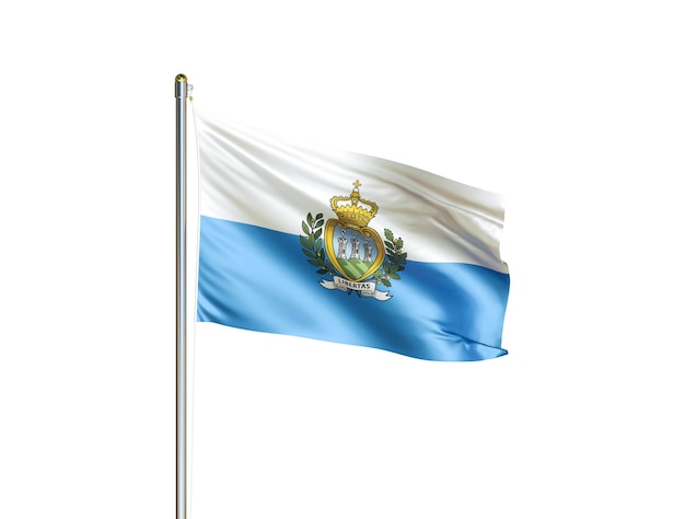 San Marino national flag waving in isolated white background San Marino flag 3D illustration