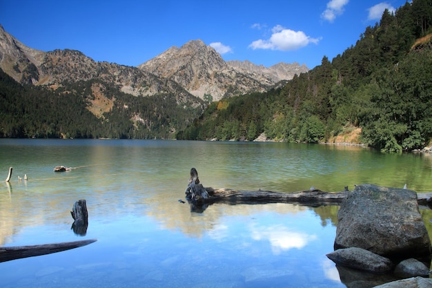 Photo san mauricio lake in the aigestortes and estany sant maurici national park in lerida