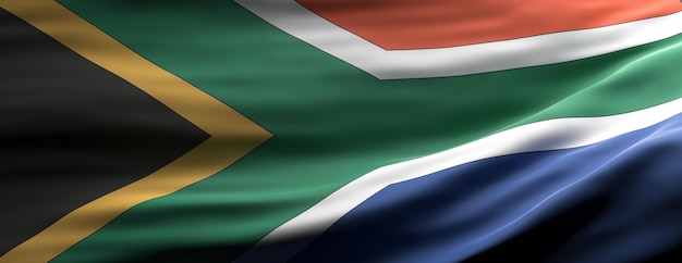 San Zuid-Afrika nationale vlag zwaaien textuur achtergrond 3d illustratie