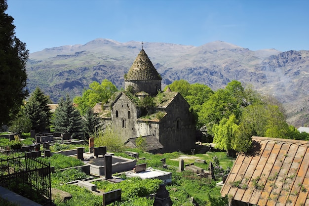 Sanahin Monastery in mountains of the Caucasus of Armenia