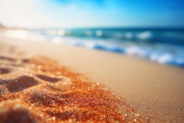 Sand on a beach with the sea in the background