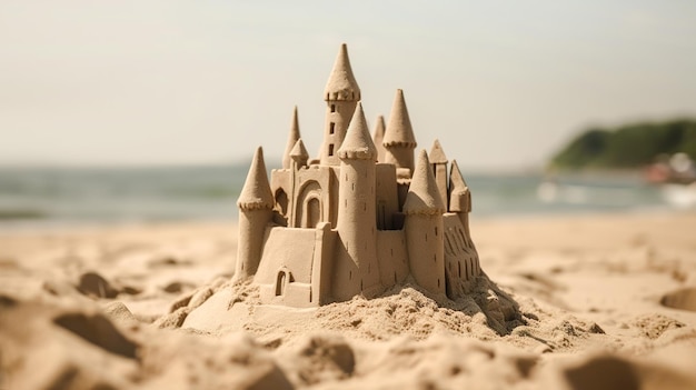 Sand castle on the beach