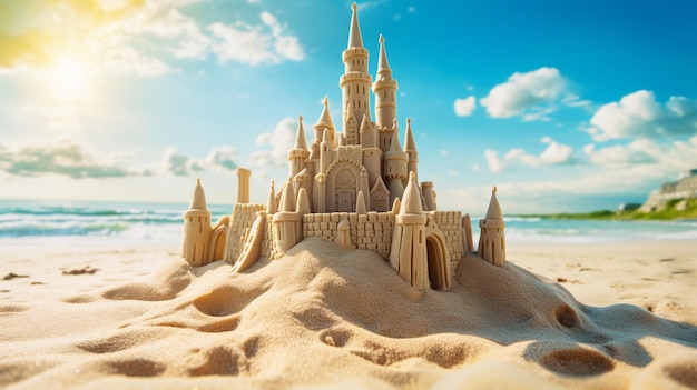 Premium AI Image | Sand Castle on Beach