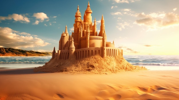 Sand castle on the beach