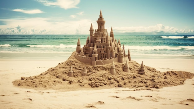 Sand castle on the beach