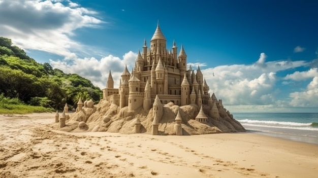 A sand castle on the beach