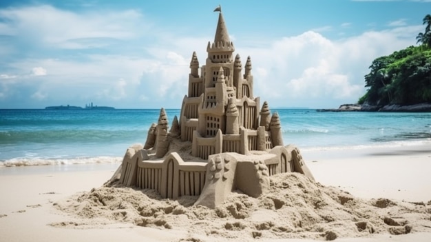 Sand castle on the beach