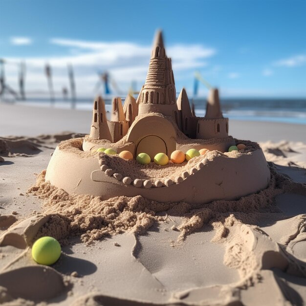 Sand Castle Made With Sand And A Sand Castle Mold